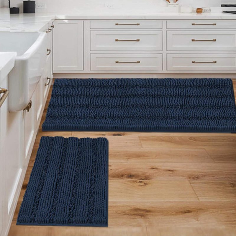 Home Décor |  Extra Thick Striped Bath Rugs For Bathroom Anti-Slip Bath Mats Soft Plush Chenille Yarn Shaggy Mat Living Room Bedroom Mat Floor Water Absorbent Bath Bath