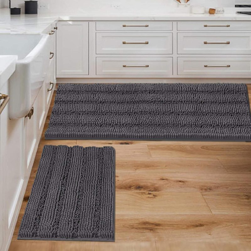 Home Décor |  Extra Thick Striped Bath Rugs For Bathroom Anti-Slip Bath Mats Soft Plush Chenille Yarn Shaggy Mat Living Room Bedroom Mat Floor Water Absorbent Bath Bath