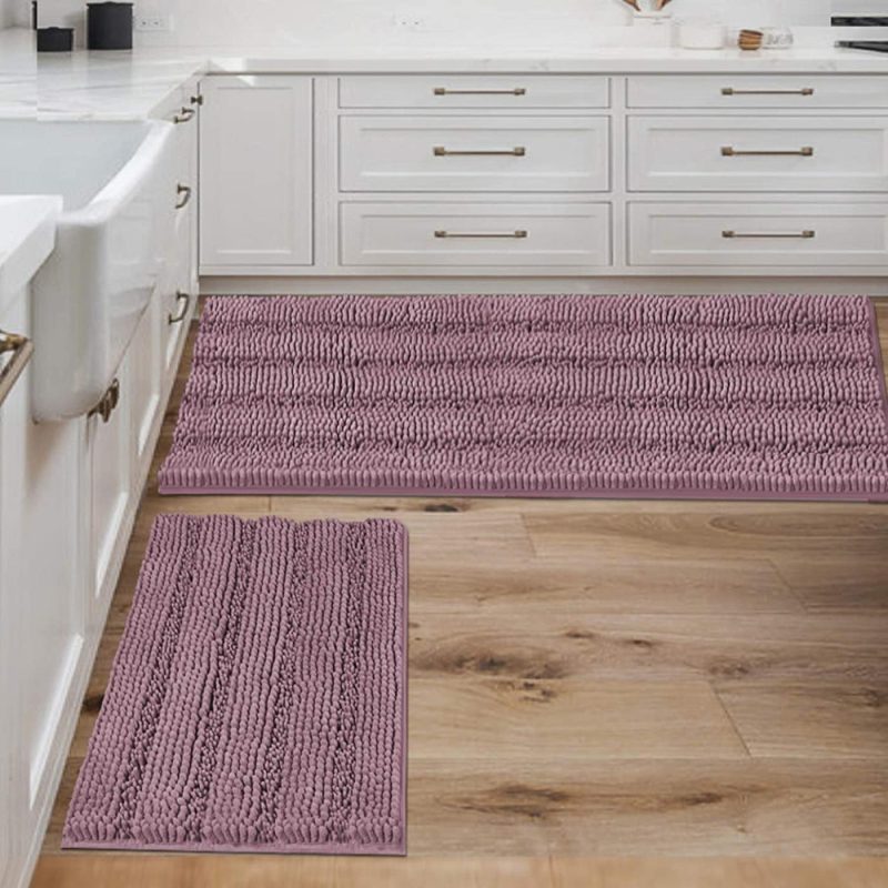 Home Décor |  Extra Thick Striped Bath Rugs For Bathroom Anti-Slip Bath Mats Soft Plush Chenille Yarn Shaggy Mat Living Room Bedroom Mat Floor Water Absorbent Bath Bath