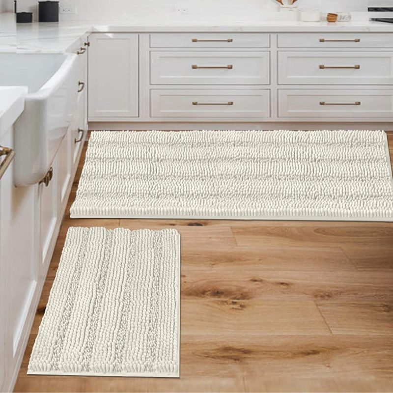 Home Décor |  Extra Thick Striped Bath Rugs For Bathroom Anti-Slip Bath Mats Soft Plush Chenille Yarn Shaggy Mat Living Room Bedroom Mat Floor Water Absorbent Bath Bath