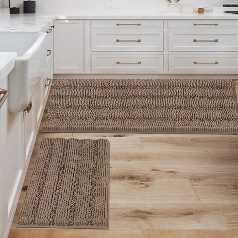 Home Décor |  Extra Thick Striped Bath Rugs For Bathroom Anti-Slip Bath Mats Soft Plush Chenille Yarn Shaggy Mat Living Room Bedroom Mat Floor Water Absorbent Bath Bath