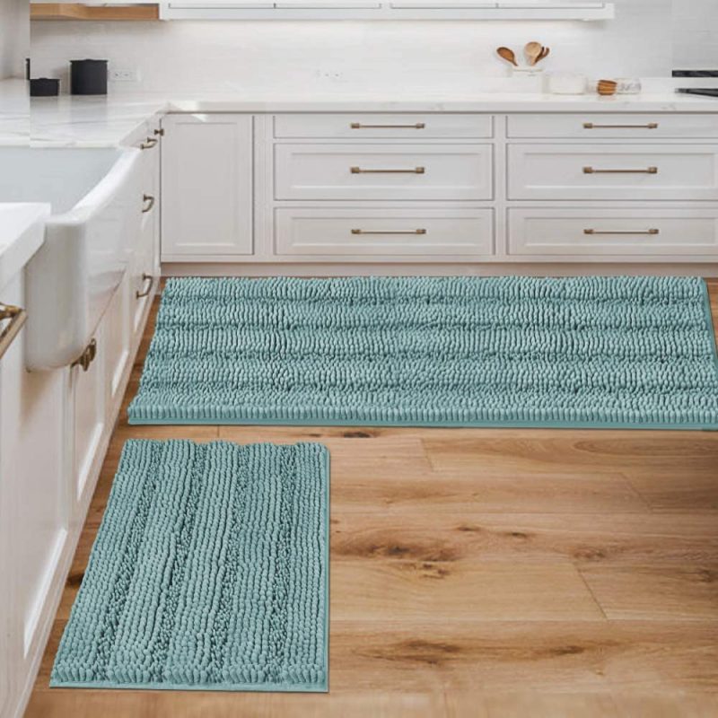 Home Décor |  Extra Thick Striped Bath Rugs For Bathroom Anti-Slip Bath Mats Soft Plush Chenille Yarn Shaggy Mat Living Room Bedroom Mat Floor Water Absorbent Bath Bath