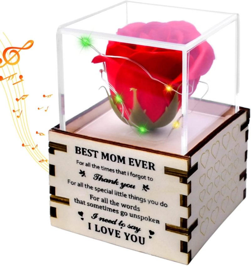 Home Décor |  Gifts For Mom Mothers Day From Daughter Son Preserved Eternal Rose Flowers Music Box Enchanted Rose Flower Home Décor Home Décor