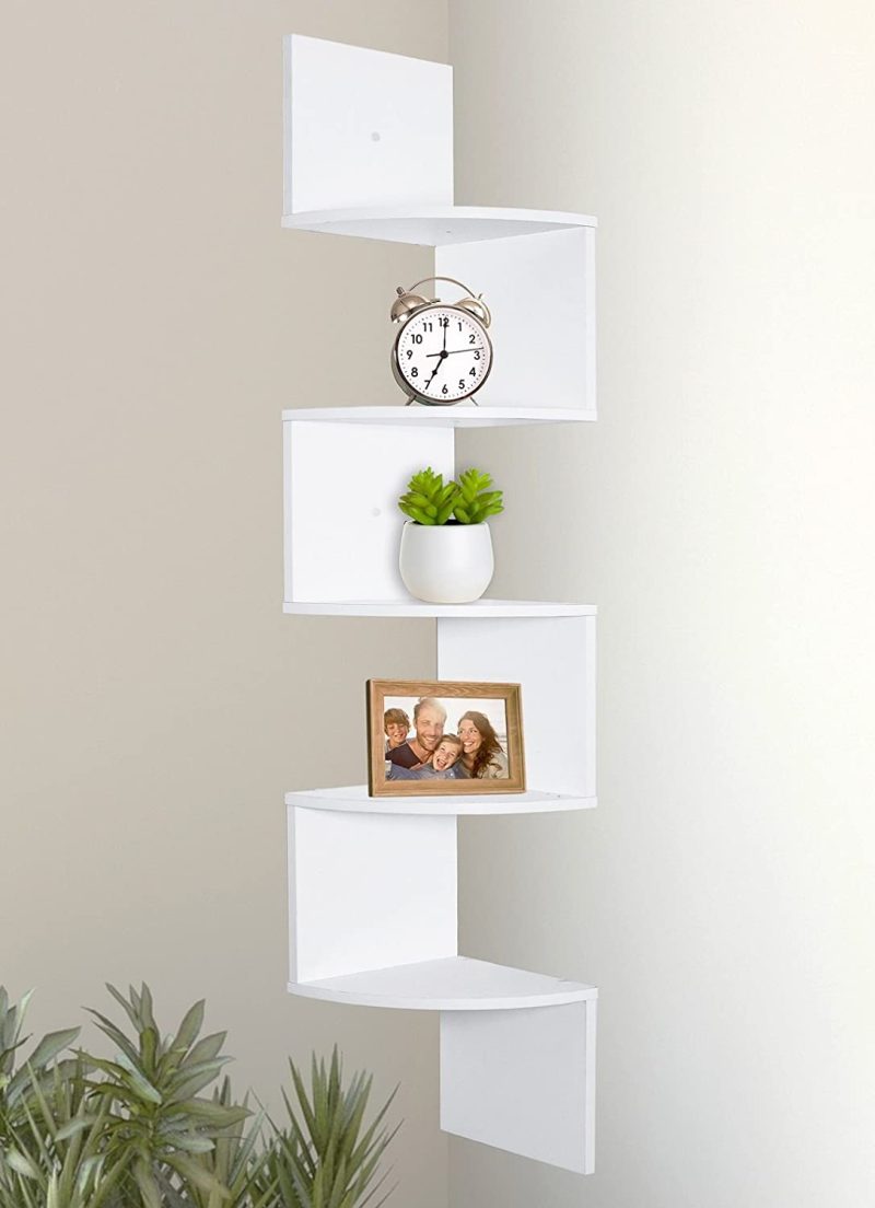 Home Décor |  Greenco 5 Tier Wall Mount Corner Shelves White Finish Home Décor Greenco