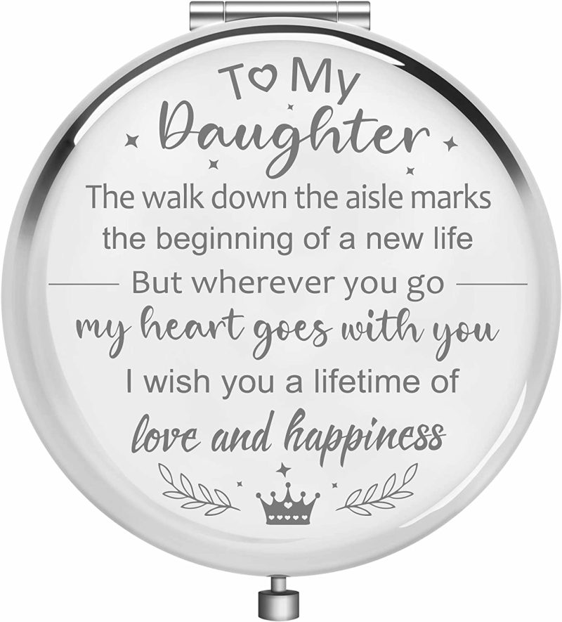 Home Décor |  I Love You Mom, Rose Gold Compact Mirror Presents For Mom Home Décor Daughter Wedding