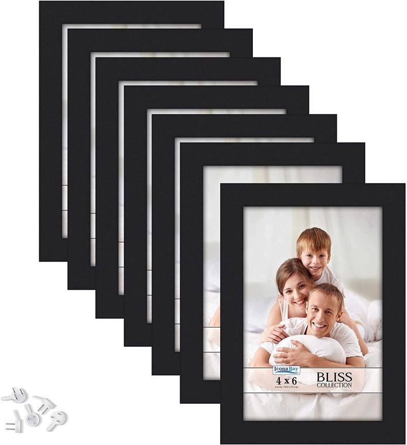 Home Décor |  Icona Bay 4X6 Picture Frames (Black, 12 Pack), Modern Style Wood Composite Frames Table Top Or Wall Mount, Bliss Collection Home Décor black