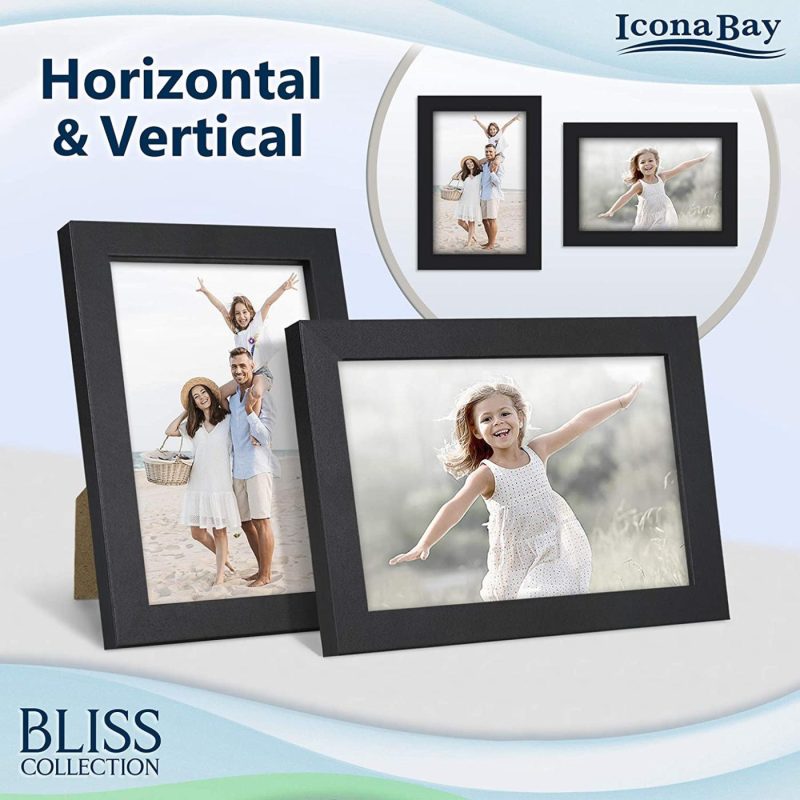 Home Décor |  Icona Bay 4X6 Picture Frames (Black, 12 Pack), Modern Style Wood Composite Frames Table Top Or Wall Mount, Bliss Collection Home Décor black