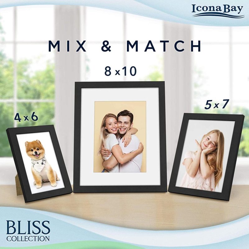 Home Décor |  Icona Bay 4X6 Picture Frames (Black, 12 Pack), Modern Style Wood Composite Frames Table Top Or Wall Mount, Bliss Collection Home Décor black