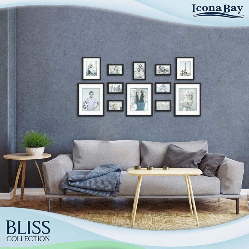 Home Décor |  Icona Bay 4X6 Picture Frames (Black, 12 Pack), Modern Style Wood Composite Frames Table Top Or Wall Mount, Bliss Collection Home Décor black