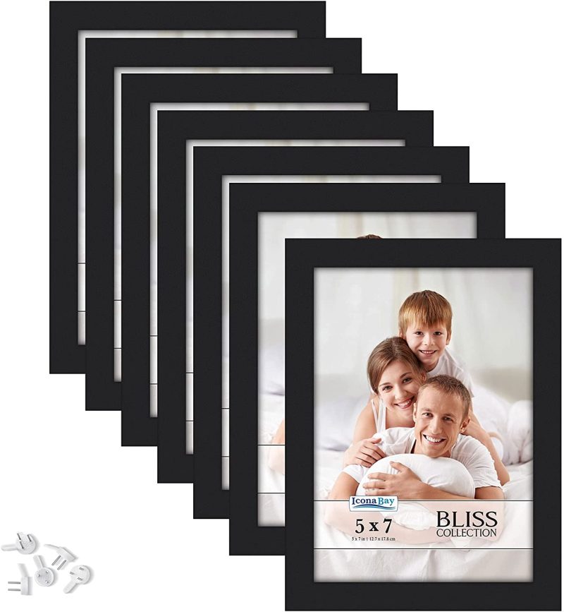 Home Décor |  Icona Bay 5X7 Picture Frames (Black, 12 Pack), Modern Style Wood Composite Frames Table Top Or Wall Mount, Bliss Collection Home Décor black