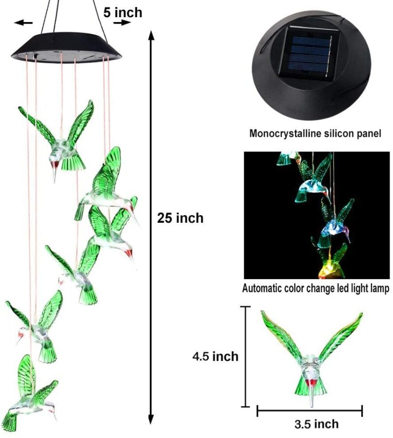 Home Décor |  Jobosi Wind Chimes, Hummingbird Wind Chimes Outdoor,Solar Wind Chimes, Gifts For Mom, Birthday Gifts For. Home Décor bee