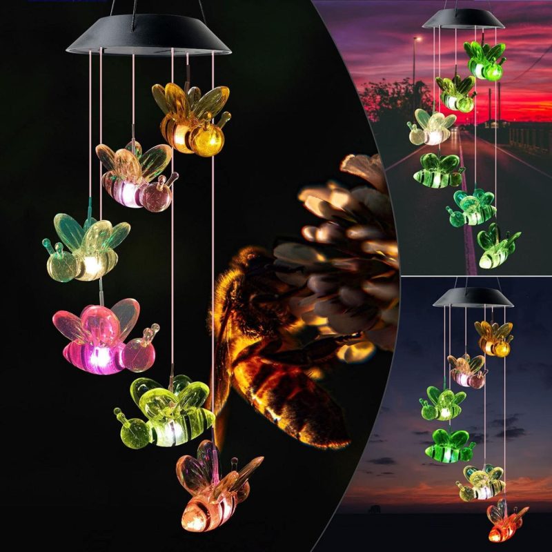 Home Décor |  Jobosi Wind Chimes, Hummingbird Wind Chimes Outdoor,Solar Wind Chimes, Gifts For Mom, Birthday Gifts For. Home Décor bee