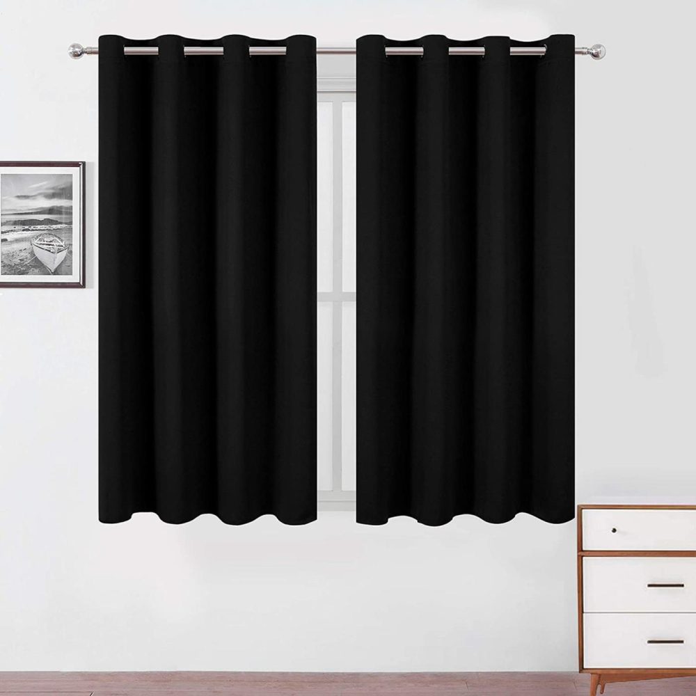 Home Décor |  Lemomo Black Blackout Curtains 52 X 63 Inch Length/Set Of 2 Curtain Panels/Thermal Insulated Room Darkening Curtains For Bedroom And Living Room Home Décor black