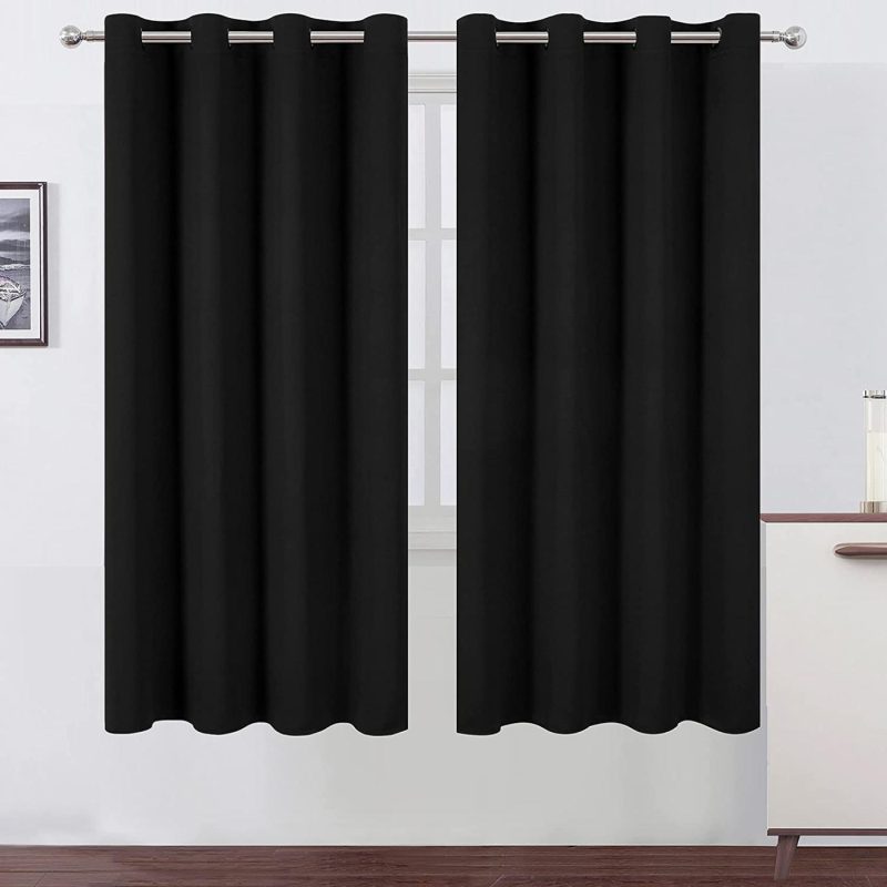 Home Décor |  Lemomo Black Thermal Blackout Curtains/52 X 72 Inch/Set Of 2 Panels Room Darkening Curtains For Bedroom Home Décor black