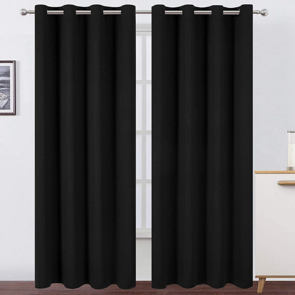 Home Décor |  Lemomo Black Thermal Blackout Curtains/52 X 95 Inch/Set Of 2 Panels Room Darkening Curtains For Bedroom Home Décor black