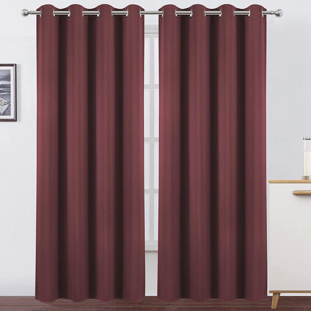 Home Décor |  Lemomo Burgundy Red Thermal Blackout Curtains/52 X 108 Inch/Set Of 2 Panels Room Darkening Curtains For Bedroom Home Décor Burgundy Red