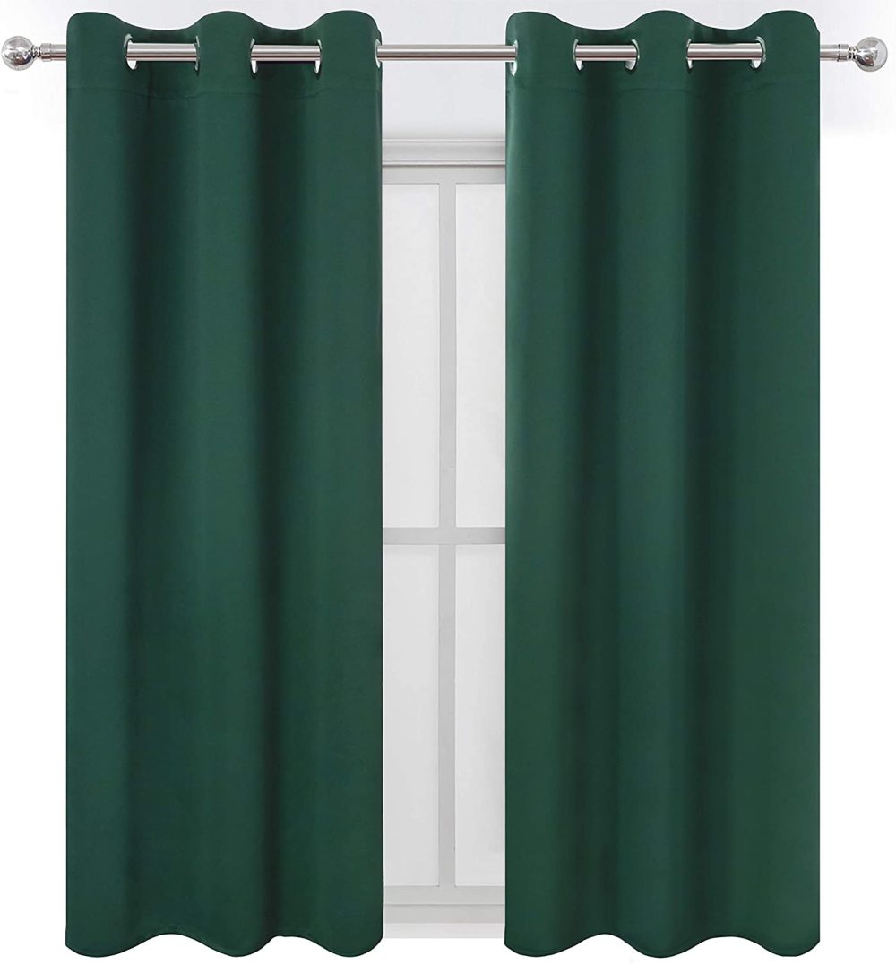 Home Décor |  Lemomo Dark Green Bedroom Blackout Curtains/38 X 63 Inch Long/Set Of 2 Curtain Panels/Thermal Insulated Room Darkening Curtains For Bedroom Home Décor Green