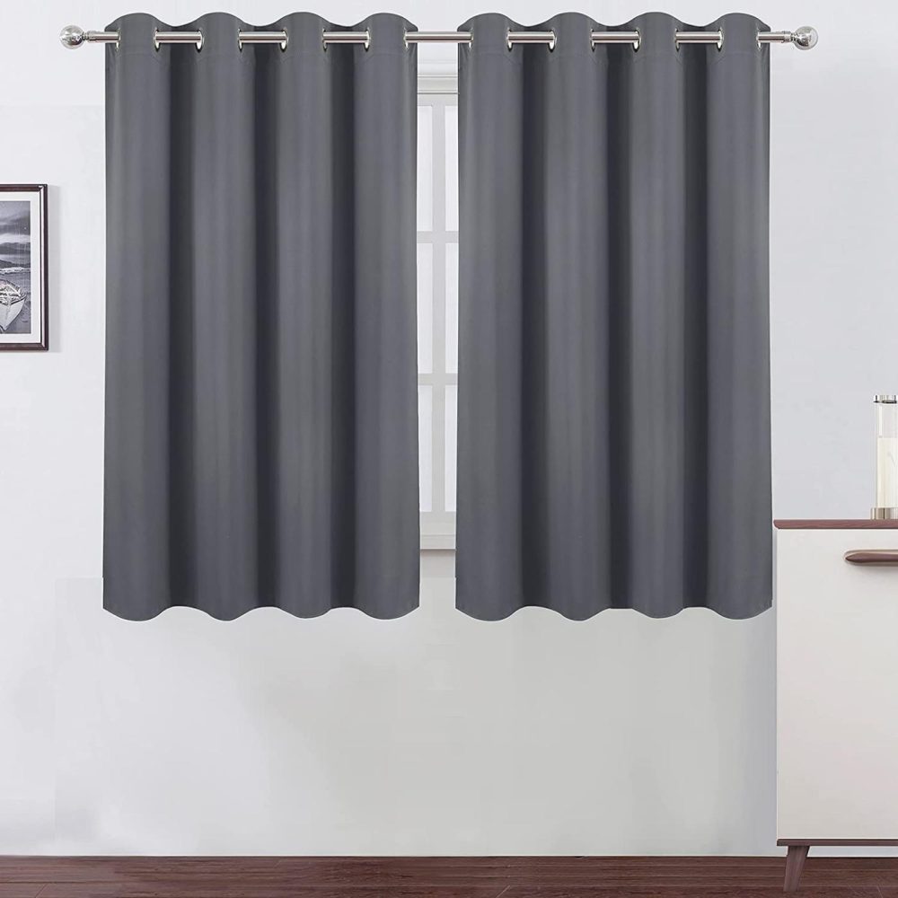 Home Décor |  Lemomo Grey Blackout Curtains/52 X 45 Inch/Set Of 2 Panels Room Darkening Short Kitchen Curtains Home Décor Grey