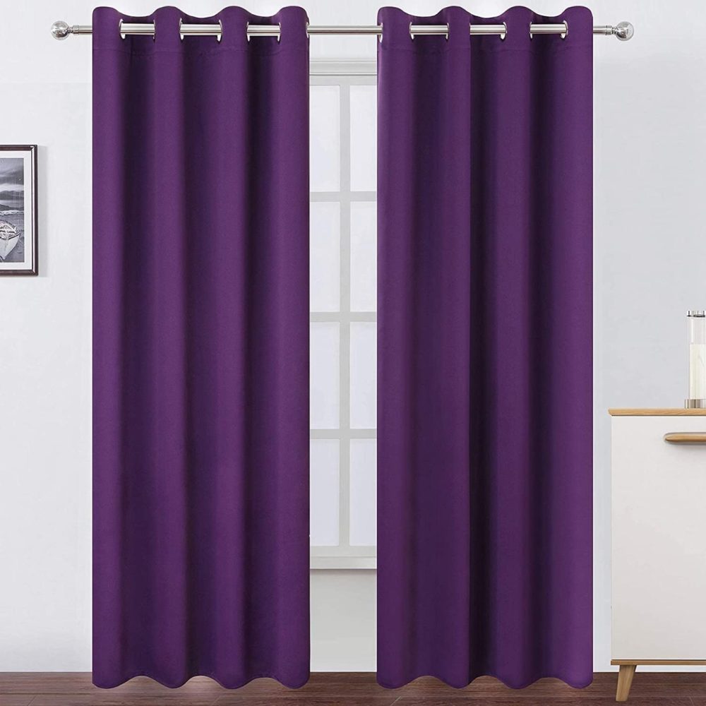 Home Décor |  Lemomo Purple Blackout Curtains 52 X 84 Inch Length/Set Of 2 Curtain Panels/Thermal Insulated Room Darkening Curtains For Bedroom Home Décor Home Décor