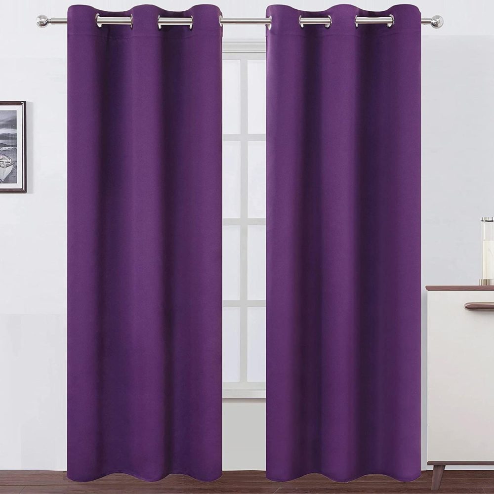 Home Décor |  Lemomo Purple Thermal Blackout Curtains/42 X 95 Inch/Set Of 2 Panels Room Darkening Curtains For Bedroom Home Décor Home Décor