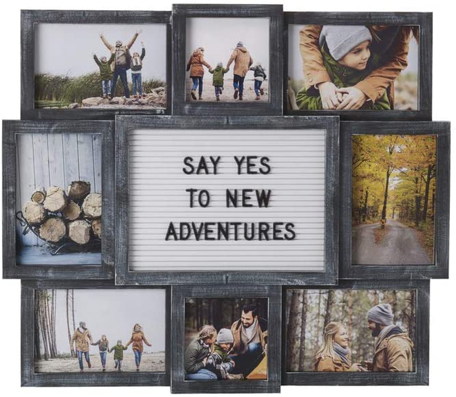 Home Décor |  Melannco Customizable Letterboard 8-Opening Photo Collage, 19 X 17 Inch,Distressed Black Home Décor Distressed Black