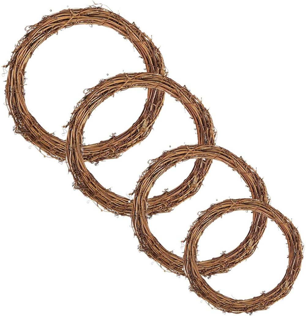 Home Décor |  Natural Grapevine Wreaths, Vine Branch Wreath Garland For Diy Christmas Craft Rattan Front Door Wall Hanging Holiday Party Decors (4 Inch, 4 Pack) Home Décor Home Décor