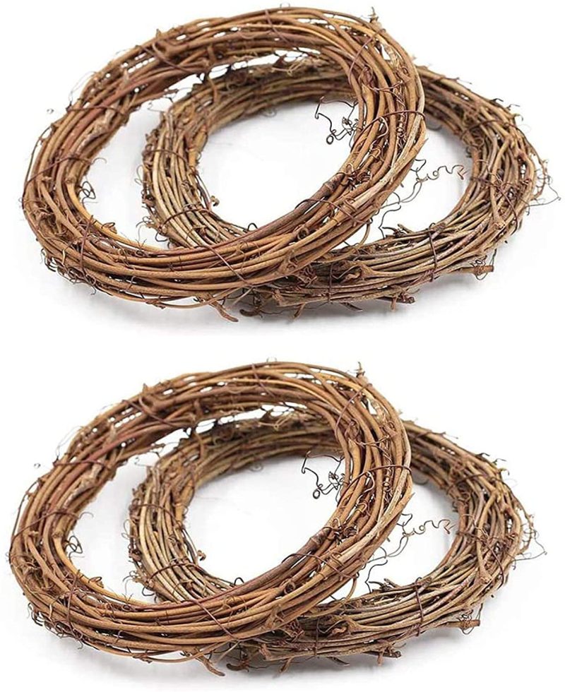 Home Décor |  Natural Grapevine Wreaths, Vine Branch Wreath Garland For Diy Christmas Craft Rattan Front Door Wall Hanging Holiday Party Decors (8 Inch, 4 Pack) Home Décor Home Décor