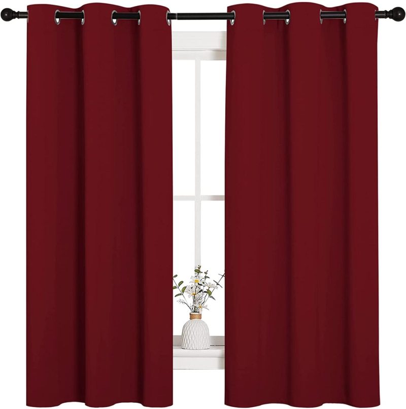 Home Décor |  Nicetown Holiday Decor Thermal Insulated Solid Grommet Blackout Curtains/Drapes For Living Room (1 Pair, 42 By 63 Inches, Burgundy Red) Home Décor Burgundy Red