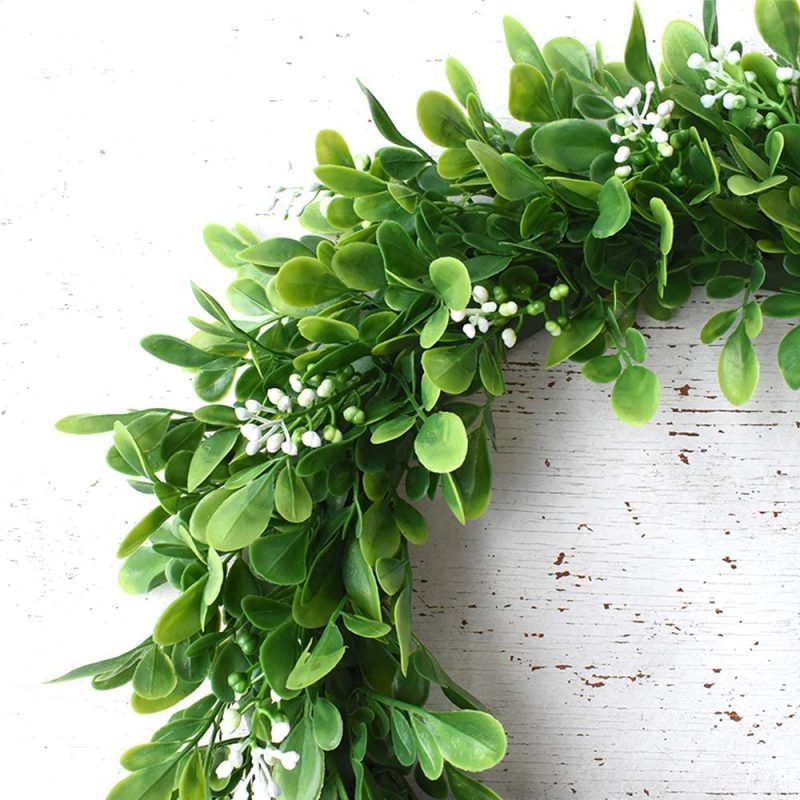 Home Décor |  Palmhill 16 Inch Wreath Front Door, Artificial Plastic Green Leaf Lavender Wreath With Bow Spring Farmhouse Hoop Wreath Greenery Garland For For Father’s Day Home Kitchen Office Wall Window All-Season Education & Crafts Education & Crafts