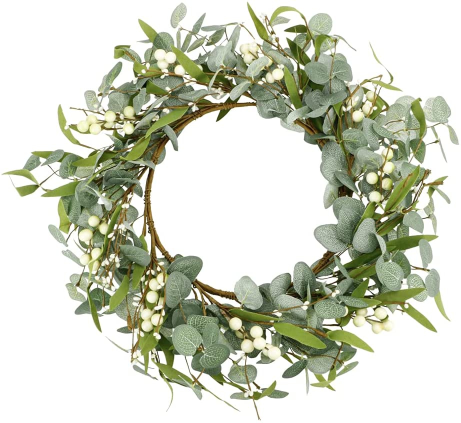 Home Décor |  Palmhill Eucalyptus Wreaths For Front Door, 18 Inch Artificial Door Wreath Eucalyptus Leaves Berry Garland Farmhouse Wreath Greenery For Spring Father’s Day Festival Wall Indoor Outdoor Décor Wedding Home Décor Home Décor