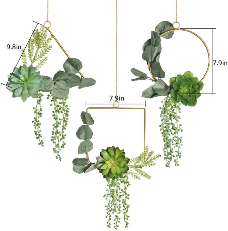 Home Décor |  Pauwer Metal Floral Hoop Wreath Set Of 3 Artificial Sunflower Wall Hanging Hoop Garland Metal Ring Floral Wedding Wreath With Eucalyptus Garland For Nursery Wall Wedding Decor Home Décor Home Décor