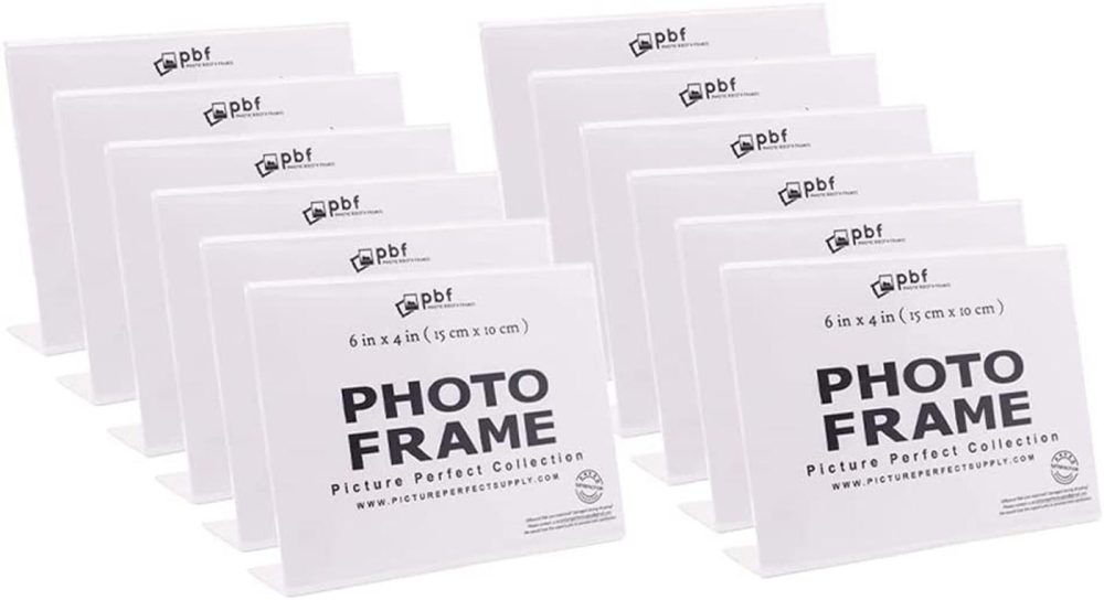 Home Décor |  Photo Booth Frames – 6X4 Inch Clear Acrylic Display, Slanted Back Horizontal Picture Or Display Sign Holder With Inserts – 12 Count Home Décor 12