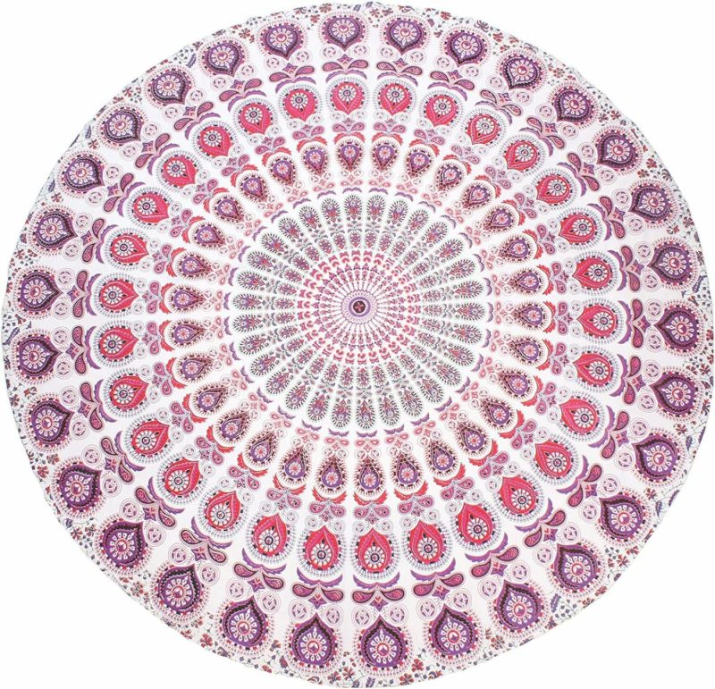 Home Décor |  Round Beach Tapestry Home Décor BLUE ORANGE