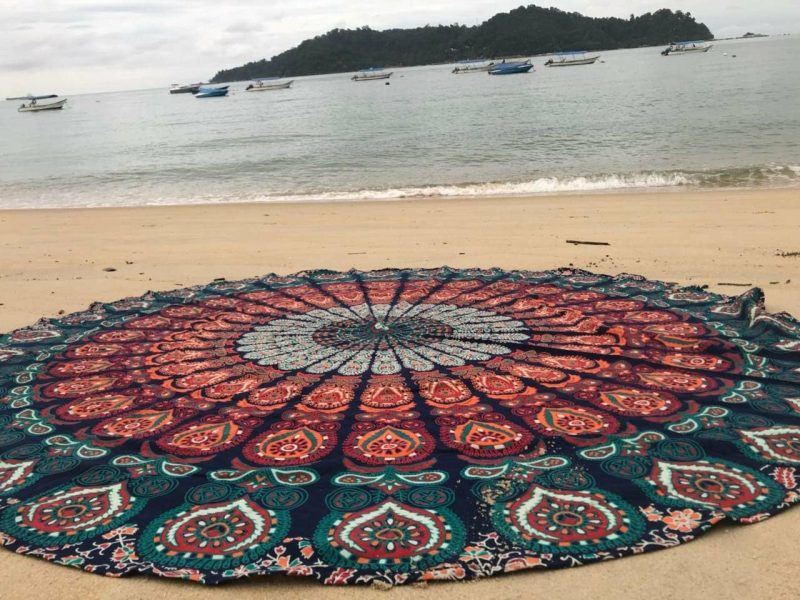 Home Décor |  Round Beach Tapestry Home Décor BLUE ORANGE