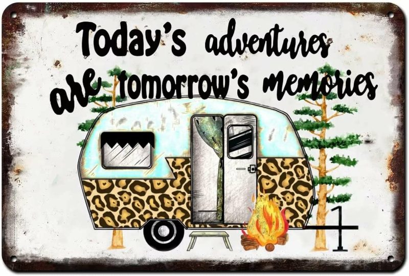 Home Décor |  Rustic Camper Metal Tin Sign For Friend Rv Camping Around The Campfire 8X5.5 Inch Tin Sign Home Décor Home Décor