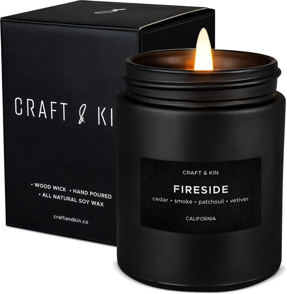 Home Décor |  Scented Candles For Men | Smokey Fireside Scented Candle | Soy Candles For Home Scented | Aromatherapy Candle Men Candles | Candle For Men Candles | Long Lasting Candles Masculine Candle In Black Jar Home Décor Craft & Kin