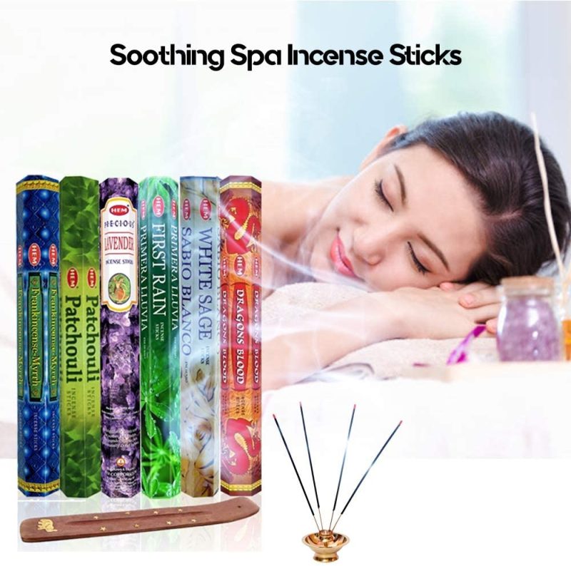 Home Décor |  Six Most Popular Hem Incense Scents Of All Time, 120 Sticks Total, With Free Burner – 20 Sticks Each Of Dragon S Blood, Frankincense & Myrrh, Patchouli, Precious Lavender, First Rain, And White Sage Home Décor Home Décor