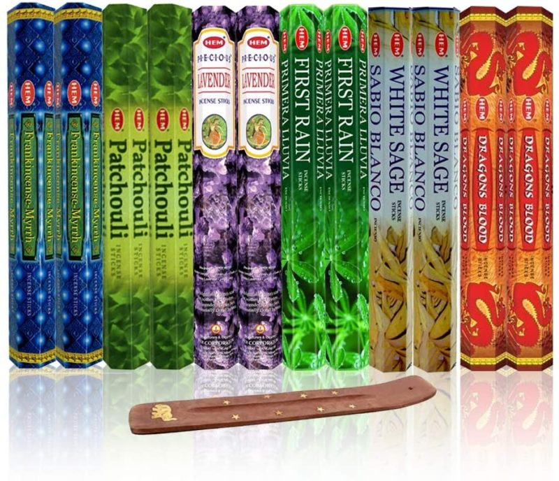 Home Décor |  Six Most Popular Hem Incense Scents Of All Time, 120 Sticks Total, With Free Burner – 20 Sticks Each Of Dragon S Blood, Frankincense & Myrrh, Patchouli, Precious Lavender, First Rain, And White Sage Home Décor Home Décor