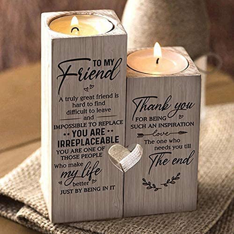 Home Décor |  Tasunte To My Best Friend Candle Holder -You Are Irreplaceable, Make My Life Better Teen Girl Friend Personalized Custom Friendship Birthday Gift Wooden Candle Holder (To My Friend) Home Décor Home Décor