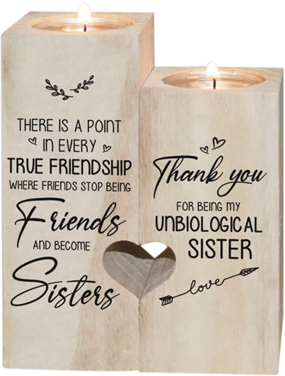 Home Décor |  To My Bestie Candle Holder- Thank You For Being My Unbiological Sister Female Girl Friends Lefuyan Personalized Custom Friendship Birthday Gift Wooden Candle Holder Home Décor Home Décor