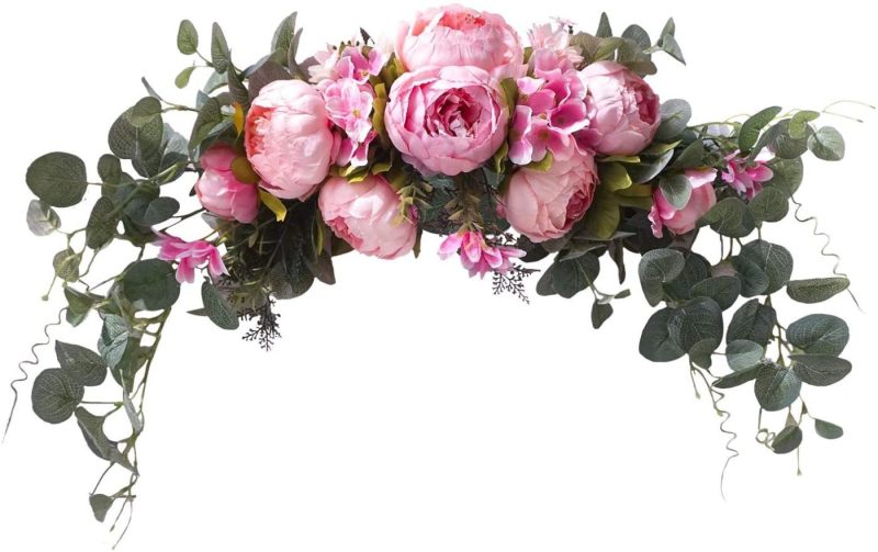 Home Décor |  U’Artlines Floral Swag Artificial Flowers Peony Wreath Handmade Garland For Mirror Home Wedding Party Door Tabletop Decoration (31” White Peony) Home Décor Home Décor