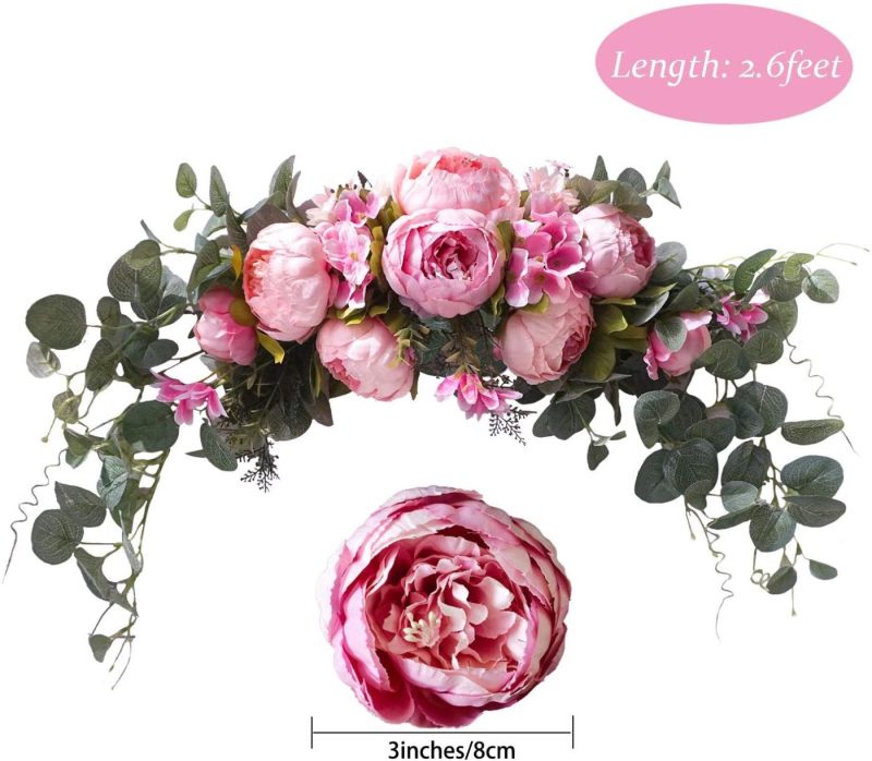 Home Décor |  U’Artlines Floral Swag Artificial Flowers Peony Wreath Handmade Garland For Mirror Home Wedding Party Door Tabletop Decoration (31” White Peony) Home Décor Home Décor