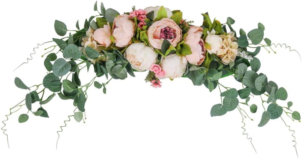 Home Décor |  U’Artlines Floral Swag Artificial Flowers Peony Wreath Handmade Garland For Mirror Home Wedding Party Door Tabletop Decoration(Swag, 31” Champagne Peony) Home Décor Home Décor