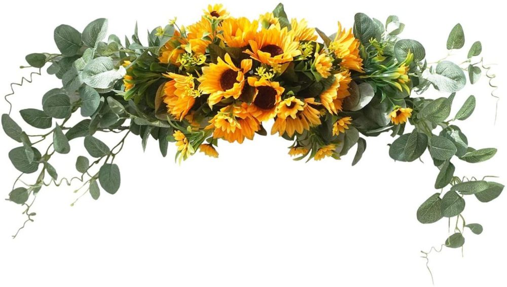 Home Décor |  U’Artlines Floral Swag Artificial Flowers Sunflower Eucalyptus Wreath Handmade Garland For Mirror Home Wedding Party Door Tabletop Decoration(Swag, 31” Sunflower) Home Décor Home Décor