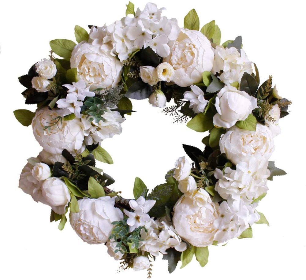 Home Décor |  U’Artlines Front Door Wreaths, Artificial White Peony Hanging Wreath For Home Party Indoor Outdoor Window Wall Wedding Party Decoration (Floral Wreath, 16” White Peony) Home Décor Home Décor