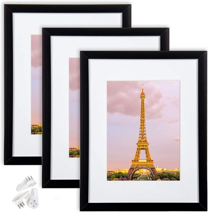 Home Décor |  Upsimples 11X14 Picture Frame Set Of 3,Made Of High Definition Glass For 8X10 With Mat Or 11X14 Without Mat,Wall Mounting Photo Frame Black Home Décor black