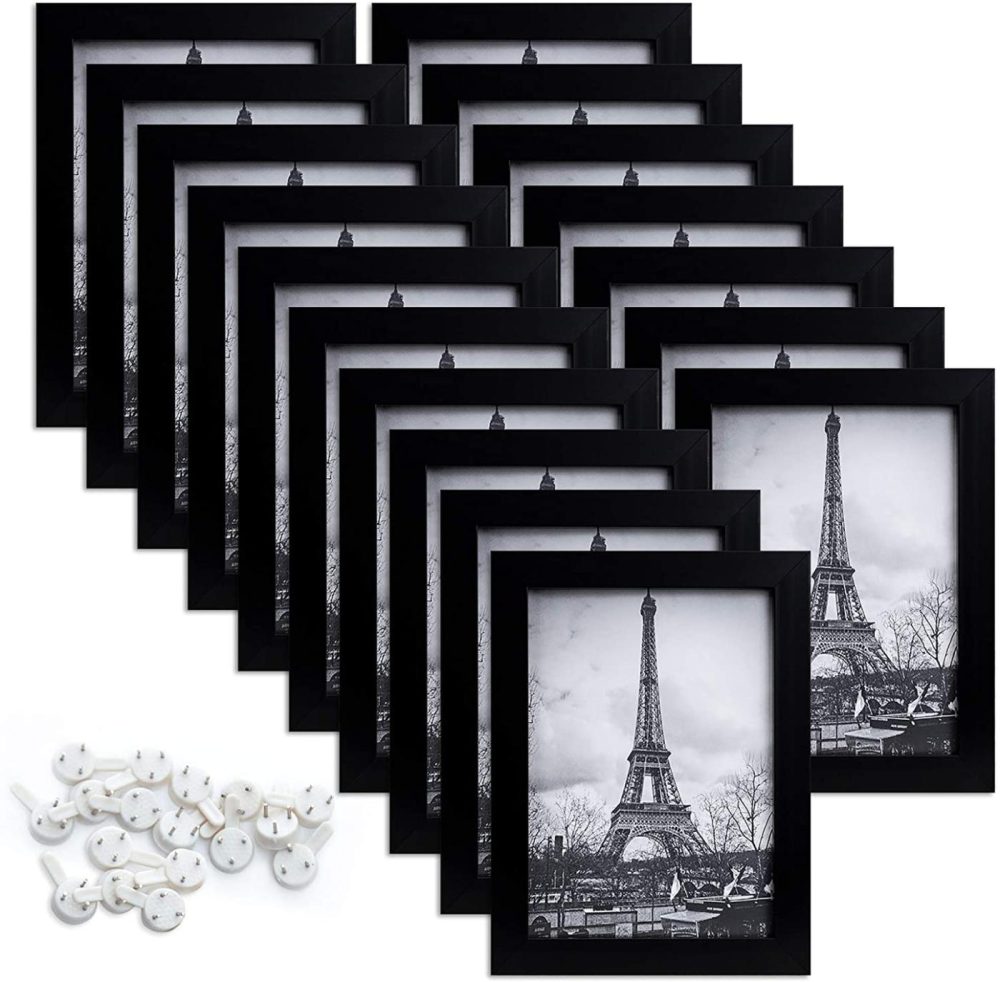 Home Décor |  Upsimples 5X7 Picture Frame With Real Glass,Bulk Photo Frames For Wall Or Tabletop Display,Set Of 17,Black Home Décor black