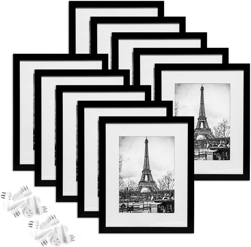 Home Décor |  Upsimples 8.5X11 Picture Frame Set Of 10,Display Pictures 6X8 With Mat Or 8.5X11 Without Mat,Multi Photo Frames Collage For Wall Or Tabletop Display,Black Home Décor black