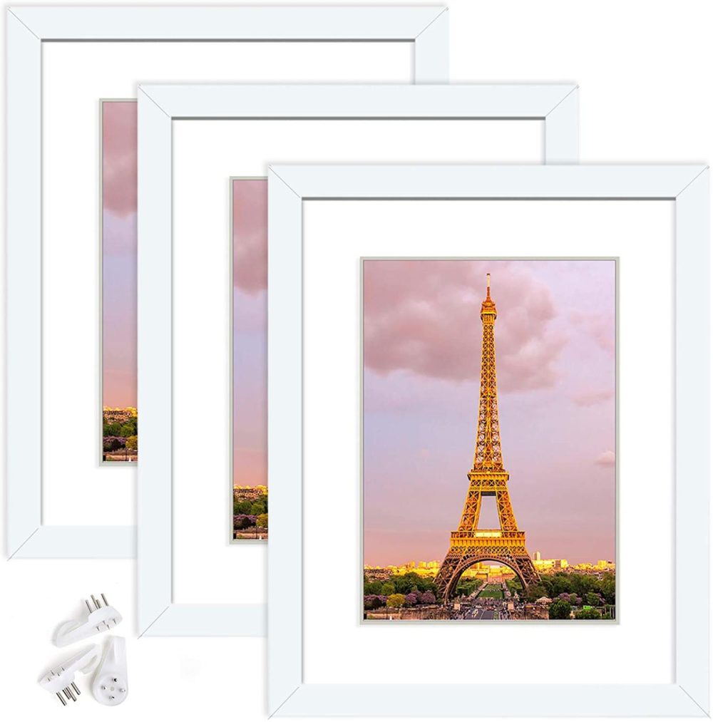 Home Décor |  Upsimples 8.5X11 Picture Frame Set Of 3,Made Of High Definition Glass For 6X8 With Mat Or 8.5X11 Without Mat,Wall Mounting Photo Frame White Home Décor Home Décor