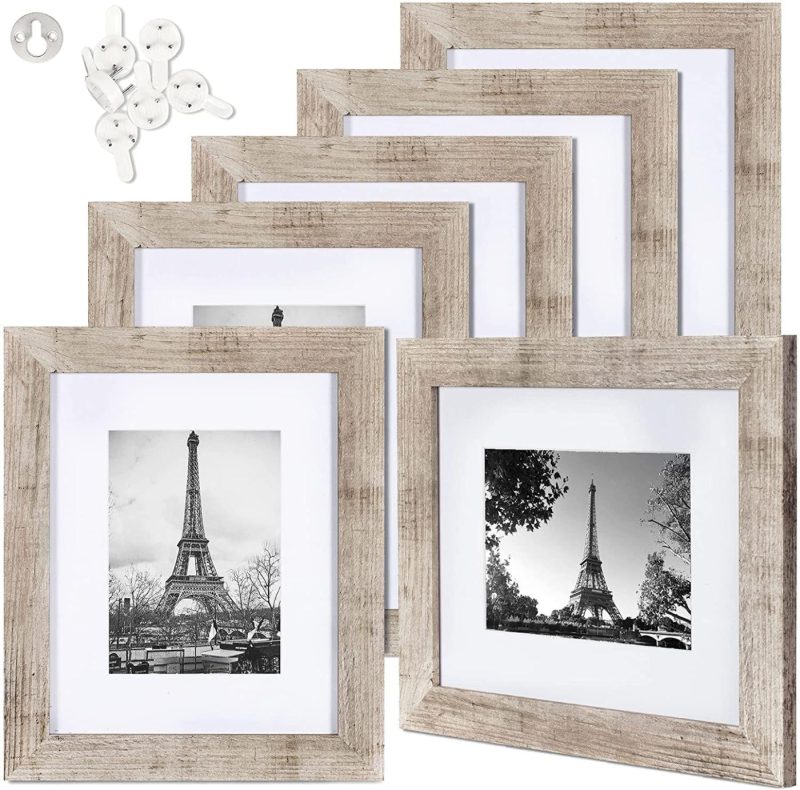 Home Décor |  Upsimples 8X10 Picture Frame Distressed Brown With Real Glass,Display Pictures 5X7 With Mat Or 8X10 Without Mat,Multi Photo Frames Collage For Wall Or Tabletop Display,Set Of 6 Home Décor Distressed Brown